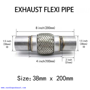 38mm x 200mm Tuyau d'échappement Flexi Tuyau Flex Joint Flexible Réparation de tube