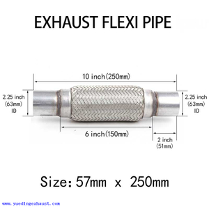 57mm x 250mm Tuyau d'échappement Flexi Tuyau Flex Joint Flexible Réparation de tube